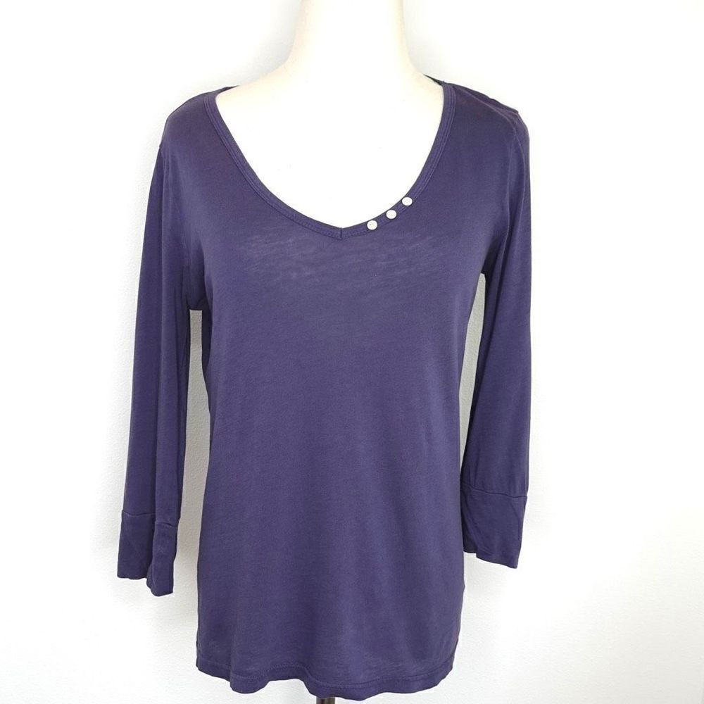 J. Crew Factory Henley Style 3/4 sleeve Top Blue Size Small
